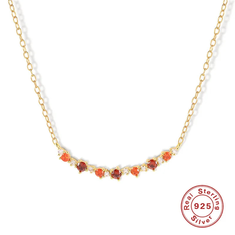 Multicolor Birthstone Mini Necklace Pendant Chain 18K Choker