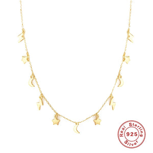 Stars Moon Lightning 925 Silver Necklace