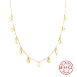 Stars Moon Lightning 925 Silver Necklace