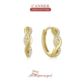 925 Silver Earring White Zircon Circle Hoop Earrings for Women Wedding