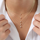 925 Silver Zircon Pendant Necklace Chain For Women
