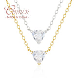 925 Silver Triangular Zircon Pendant Necklace for Women