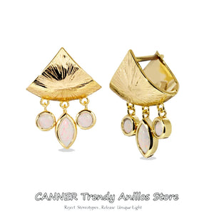 Opal Stud Earrings Unique Bride Wedding Prevent Allergy Summer Beach Pendientes