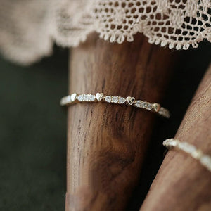 Gold-Plated Heart Zircon Ring, Minimalist Sterling Silver Jewelry