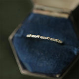 Gold-Plated Heart Zircon Ring Single Row S925 Silver