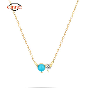 S925 Turquoise Zircon Necklace for Women