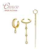 925 Silver CZ Cuff Earrings Non-Piercing Clip Jewelry