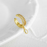 925 Silver CZ Cuff Earrings Non-Piercing Clip Jewelry
