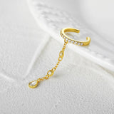 925 Silver CZ Cuff Earrings Non-Piercing Clip Jewelry