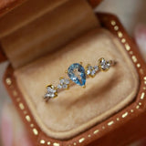 Ocean Zircon Women's Silver Ring Adjustable Index Finger Light Ornament