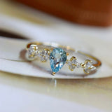 Ocean Zircon Women's Silver Ring Adjustable Index Finger Light Ornament