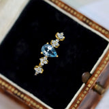 Ocean Zircon Women's Silver Ring Adjustable Index Finger Light Ornament