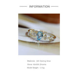 Ocean Zircon Women's Silver Ring Adjustable Index Finger Light Ornament
