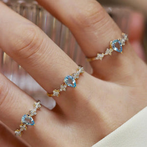 Ocean Zircon Women's Silver Ring Adjustable Index Finger Light Ornament