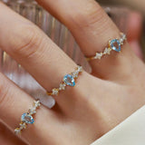 Ocean Zircon Women's Silver Ring Adjustable Index Finger Light Ornament