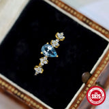 Ocean Zircon Women's Silver Ring Adjustable Index Finger Light Ornament