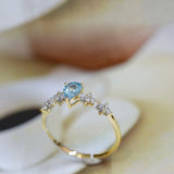 Ocean Zircon Women's Silver Ring Adjustable Index Finger Light Ornament