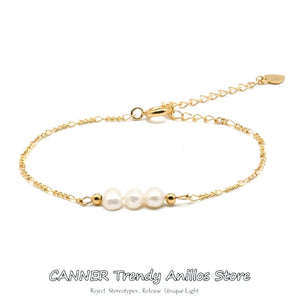 Pearl Beaded Bracelet 925 Sterling Silver Adjustable Anklet