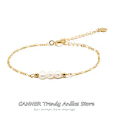 Pearl Beaded Bracelet 925 Sterling Silver Adjustable Anklet