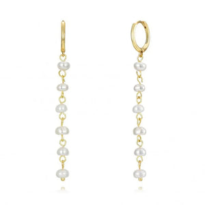 Silver Pearl Chain Earrings 925 Drop 18K Wedding Party Jewelry