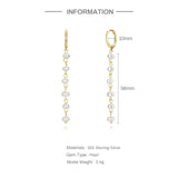 Silver Pearl Chain Earrings 925 Drop 18K Wedding Party Jewelry