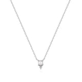 Pearl Crystal 925 Silver Necklace Initial Pendant Long Chain Wedding Jewelry