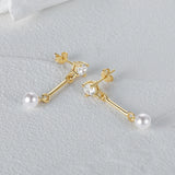 Pearl Lines 925 Sterling Silver Earring Drop Earrings