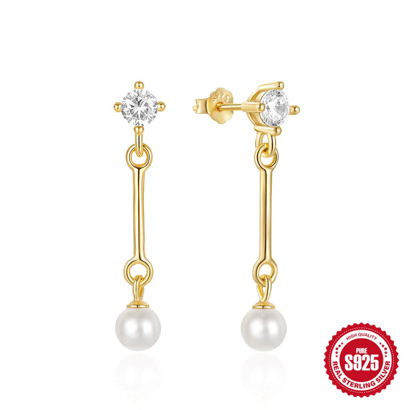 Pearl Lines 925 Sterling Silver Earring Drop Earrings