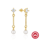 Pearl Lines 925 Sterling Silver Earring Drop Earrings