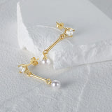 Pearl Lines 925 Sterling Silver Earring Drop Earrings