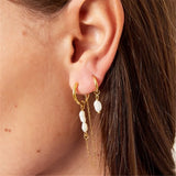 925 Silver Pearl Pendant Earrings Piercing Hoops, Wedding Jewelry