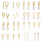 925 Silver Pearl Pendant Earrings Piercing Hoops, Wedding Jewelry
