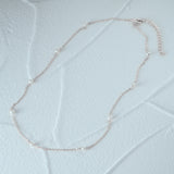 Sterling Silver Pearl Stacked Women's Necklace Long Chain