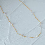 Sterling Silver Pearl Stacked Women's Necklace Long Chain