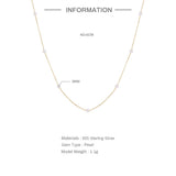Sterling Silver Pearl Stacked Women's Necklace Long Chain