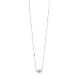 Pearl Zircon 925 Silver Necklace Collar Long Chain Rock Punk Fine Jewelry