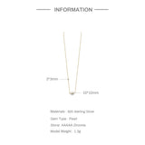 Pearl Zircon 925 Silver Necklace Collar Long Chain Rock Punk Fine Jewelry