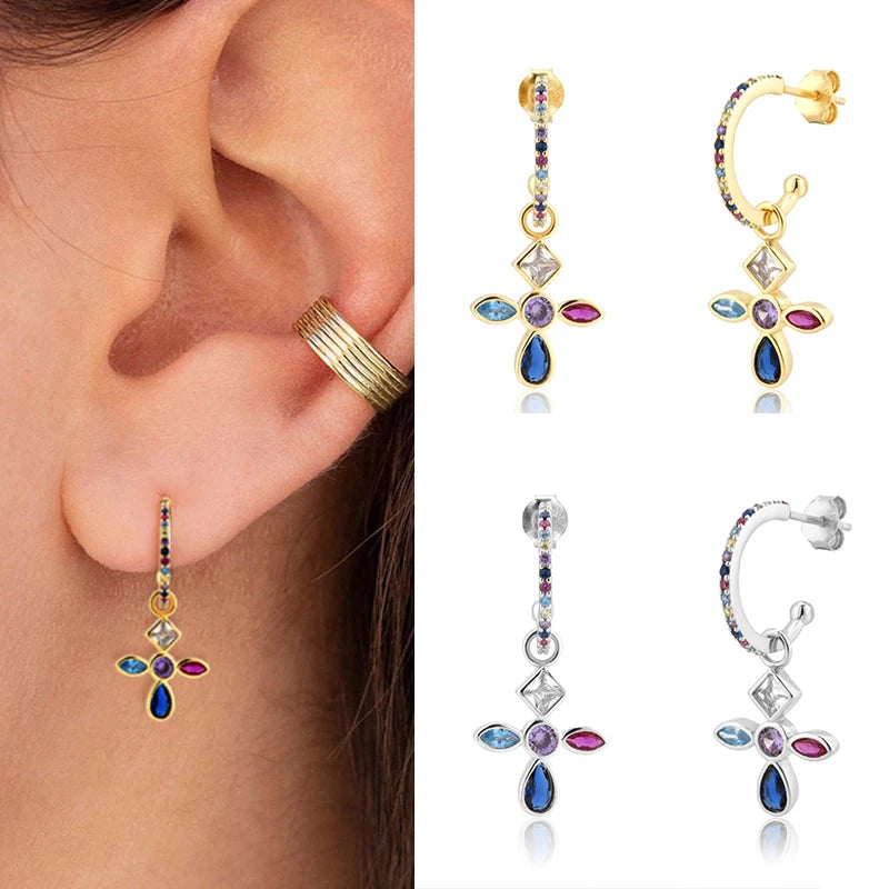 CANNER Cross Crystal Cz Women's Accessories Earrings Vintage Stud Earrings