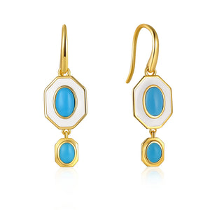 Vintage Enamel Drop Earrings 925 Sterling Silver