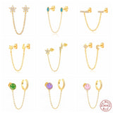 925 Silver CZ Chain Earring for Women