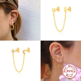 925 Silver CZ Chain Earring for Women