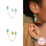 925 Silver CZ Chain Earring for Women