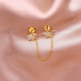 925 Silver CZ Chain Earring for Women