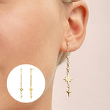 925 Sterling Silver Tassel Chain Mini Pentagram Earring