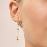 925 Sterling Silver Tassel Chain Mini Pentagram Earring