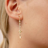 925 Sterling Silver Tassel Chain Mini Pentagram Earring