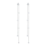 925 Sterling Silver Long Chain Earrings with Zircon Tassel Drop