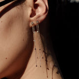 925 Sterling Silver Long Chain Earrings with Zircon Tassel Drop