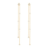 925 Sterling Silver Long Chain Earrings with Zircon Tassel Drop