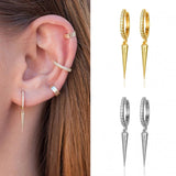 925 Silver Cross Rivet Lightning Charm Earring Hoop for Women Gothic